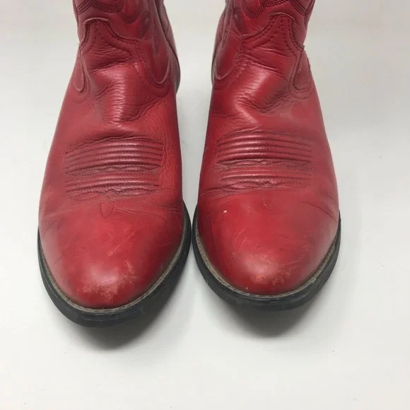 Ariat Red Leather Western Cowgirl Boots Size 8B - Picture 2 of 12